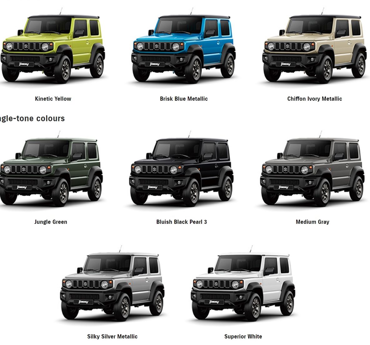 Maruti Jimny Colours